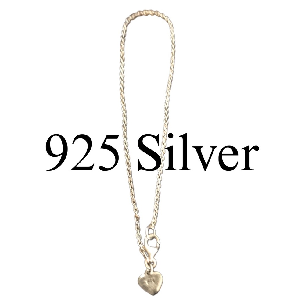 925 Stamped Timeless Silver Heart Charm Bracelet Anklet Valentines Day Giftable